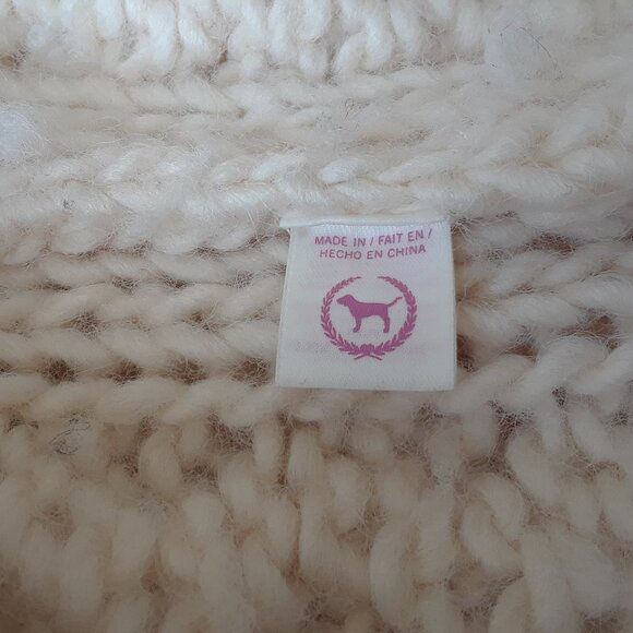 Vintage PINK Victoria's Secret 100% Wool Chunky Knit Cardigan L - Picture 8 of 12